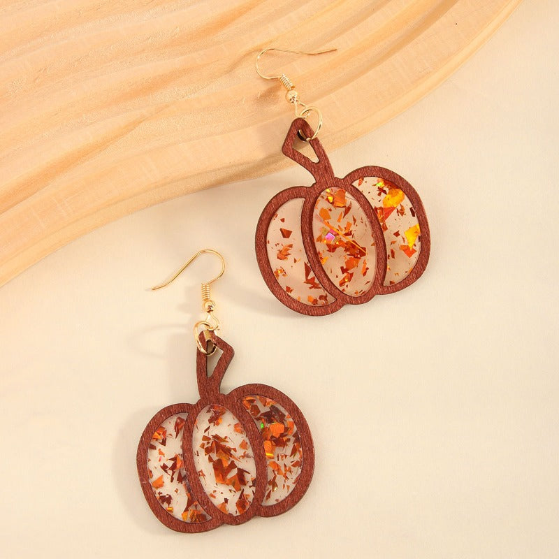 Wholesale Halloween Simple Fashion Personalized Novel Splicing Pumpkin Acrylic Earrings